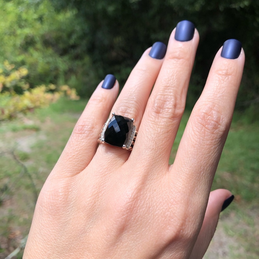 Authentic David Yurman Wheaton Onyx & Diamond Ring